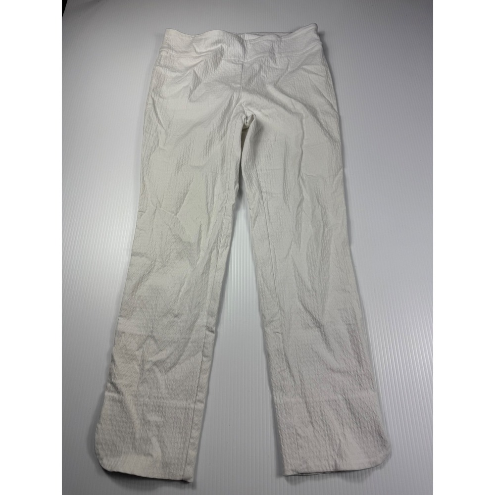 Soft Surroundings White Textured‎ Pants Split Hem Casual Size M
